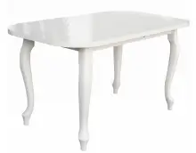 TIFFANY 2 stół rozkładany 80x150-190 biały połysk, nogi ludwik,owal
